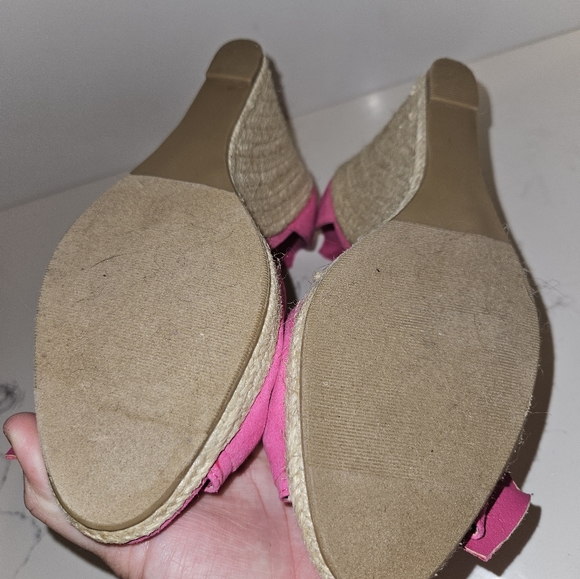 JustFab Pink rope wedge - Picture 2 of 3